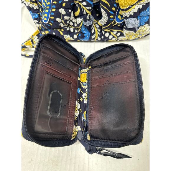 Vera Bradley Ellie Blue Purse Tote Handbag Blue Yellow & Wallet Wristlet Set - Picture 6 of 6